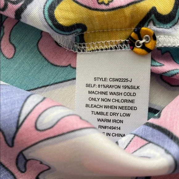 Johnny Was White Paisley Dress with Pink, Purple, Teal and Yellow - Picture 10 of 16